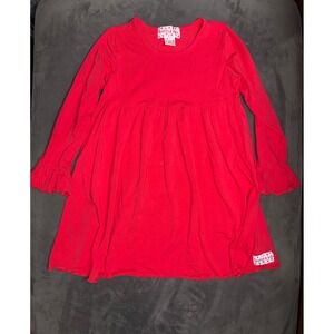 Ruffle Girl Kids Red Long Sleeve Empire‎ Waist Ruffle Cuff Dress Size 10